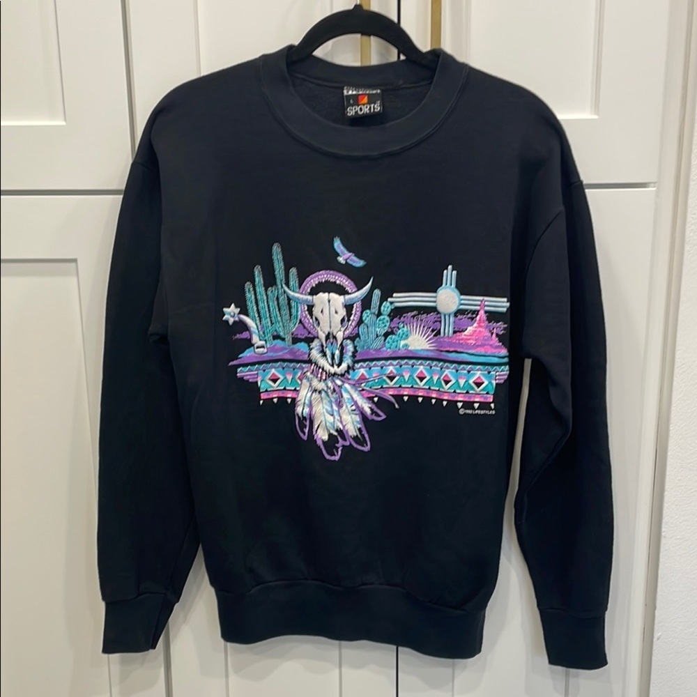 Vintage 1992 Signal Sports Black Crewneck Sweater Size Large